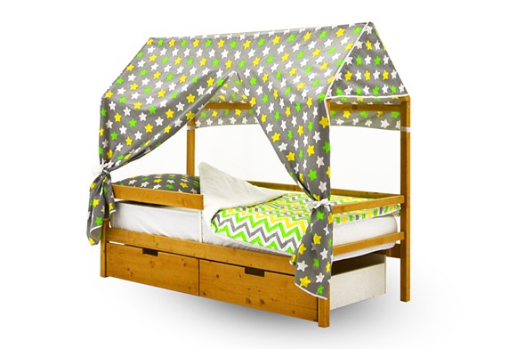 Крыша текстильная для кровати-домика Svogen (звезды, желтый, серый) в Вологде - изображение