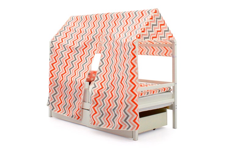 Крыша текстильная для кровати-домика Svogen (зигзаги; красный, графит) в Вологде - изображение 1