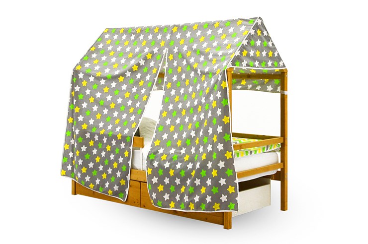Крыша текстильная для кровати-домика Svogen (звезды, желтый, серый) в Вологде - изображение 1