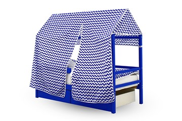 Крыша текстильная для кровати-домика Svogen (зигзаги, синий) в Вологде - предосмотр 1