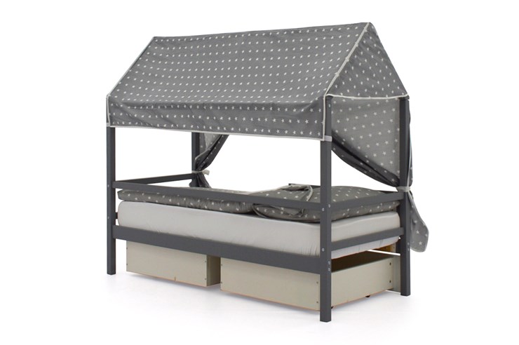 Крыша текстильная для кровати-домика Svogen (звезды; фон графит) в Вологде - изображение 2