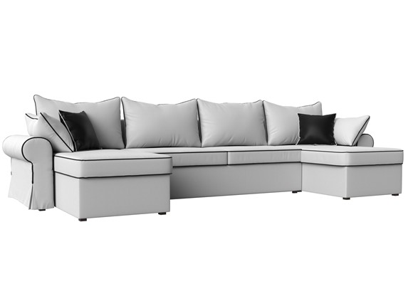 Большой П-образный диван Элис, Белый (экокожа) в Вологде - изображение