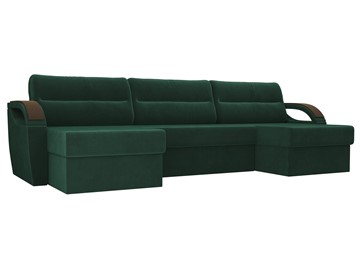 Большой П-образный диван Форсайт, Зеленый (велюр) в Вологде - предосмотр