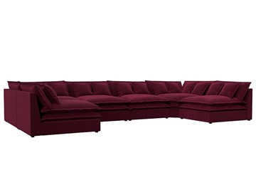 Большой П-образный диван Лига-040, Бордовый (микровельвет) в Вологде