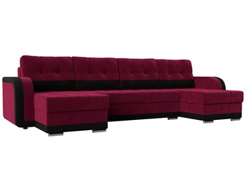 Большой П-образный диван Марсель, Бордовый\Черный (Микровельвет) в Вологде