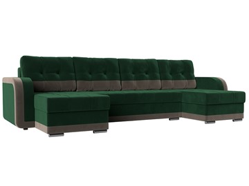П-образный диван Марсель, Зеленый\Коричневый (велюр) в Вологде
