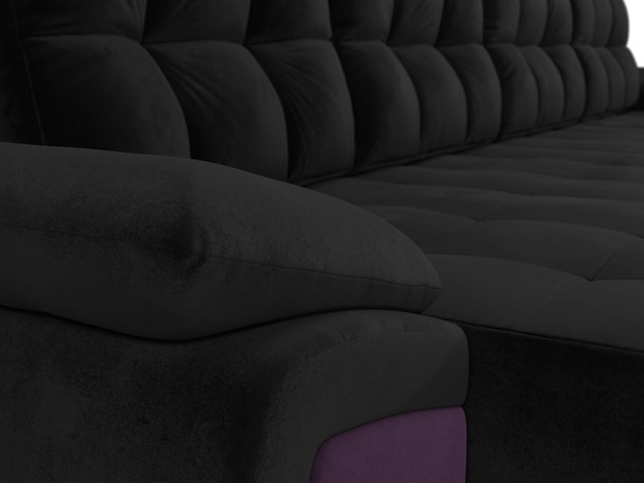 Диван П-образный Нэстор, Черный/Фиолетовый (велюр) в Вологде - изображение 5