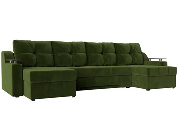 Большой П-образный диван Сенатор, Зеленый (Микровельвет) боннель в Вологде