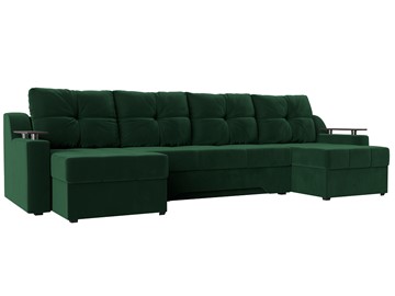 Большой П-образный диван Сенатор, Зеленый (Велюр) боннель в Вологде
