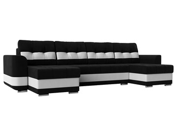 П-образный диван Честер, Черный/белый (вельвет/экокожа) в Вологде