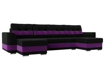 П-образный диван Честер, Черный/фиолетовый (вельвет) в Вологде - предосмотр