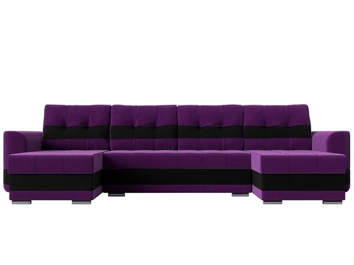 П-образный диван Честер, Фиолетовый/черный (вельвет) в Вологде - изображение 1