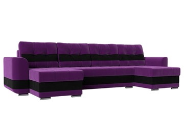 П-образный диван Честер, Фиолетовый/черный (вельвет) в Вологде - предосмотр