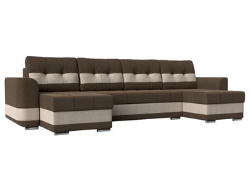 П-образный диван Честер, коричневый/бежевый (рогожка) в Вологде - предосмотр
