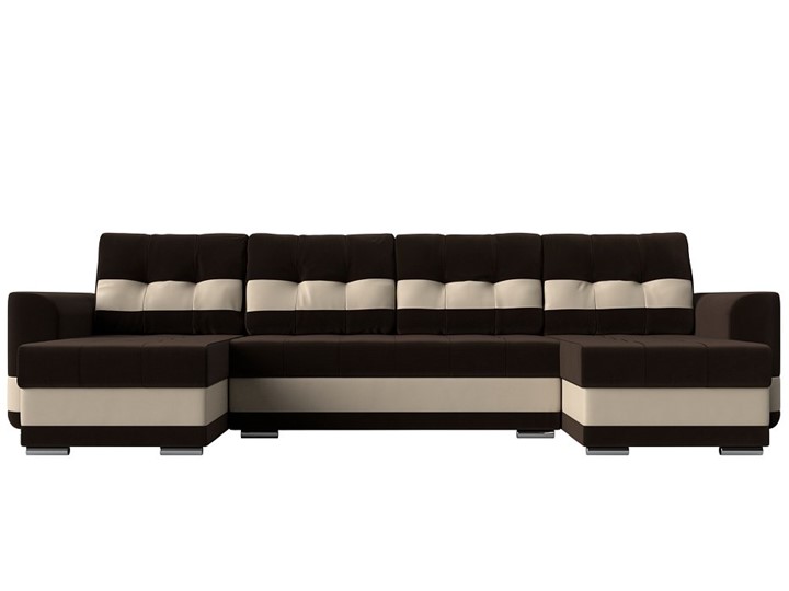 П-образный диван Честер, Коричневый/бежевый (вельвет/экокожа) в Вологде - изображение 1