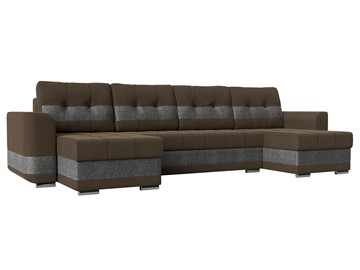 П-образный диван Честер, Коричневый/серый (рогожка) в Вологде