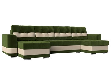 П-образный диван Честер, Зеленый/бежевый (вельвет/экокожа) в Вологде