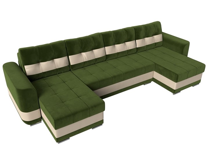 П-образный диван Честер, Зеленый/бежевый (вельвет/экокожа) в Вологде - изображение 4