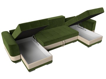 П-образный диван Честер, Зеленый/бежевый (вельвет/экокожа) в Вологде - предосмотр 5