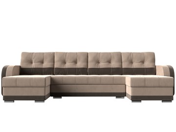 П-образный диван Марсель, Бежевый/коричневый (велюр) в Вологде - предосмотр 1