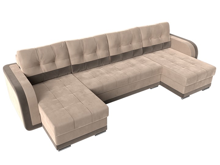 П-образный диван Марсель, Бежевый/коричневый (велюр) в Вологде - изображение 4