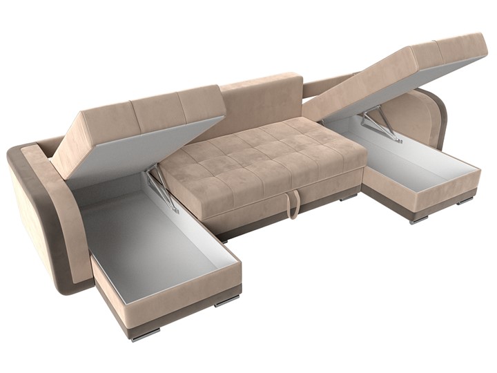 П-образный диван Марсель, Бежевый/коричневый (велюр) в Вологде - изображение 5