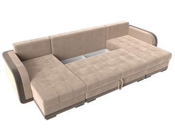 П-образный диван Марсель, Бежевый/коричневый (велюр) в Вологде - предосмотр 6