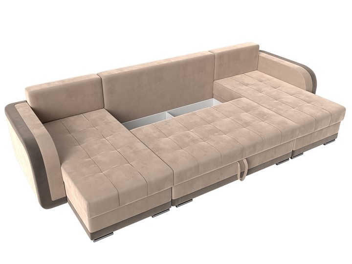 П-образный диван Марсель, Бежевый/коричневый (велюр) в Вологде - изображение 6