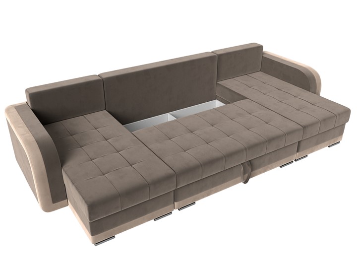 П-образный диван Марсель, Коричневый/бежевый (велюр) в Вологде - изображение 6