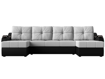 П-образный диван Меркурий П, Белый/черный (экокожа) в Вологде - предосмотр 1