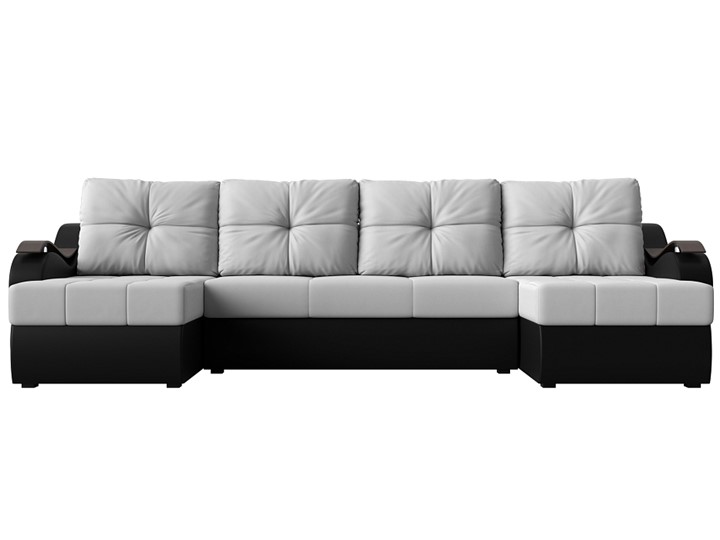 П-образный диван Меркурий П, Белый/черный (экокожа) в Вологде - изображение 1