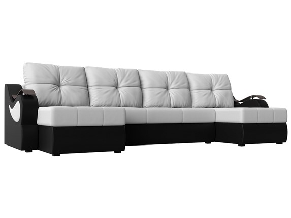 П-образный диван Меркурий П, Белый/черный (экокожа) в Вологде - изображение