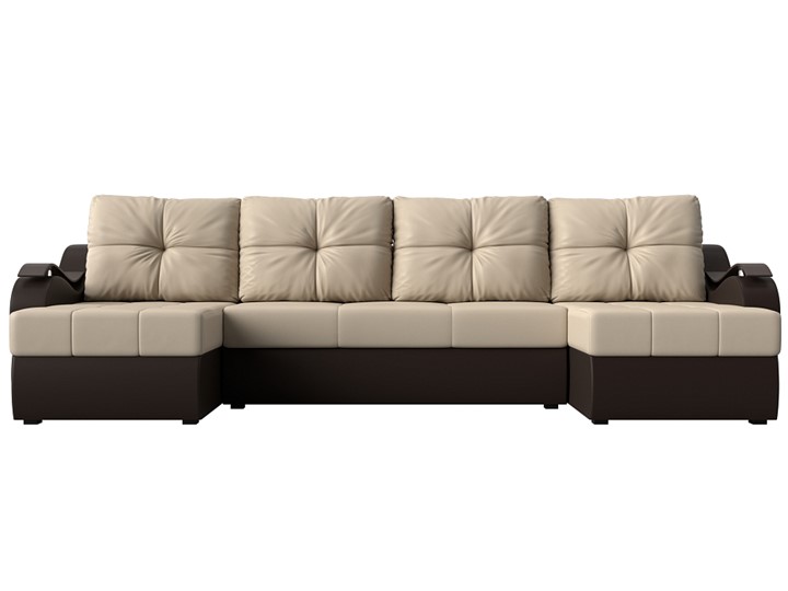 П-образный диван Меркурий П, Бежевый/коричневый (экокожа) в Вологде - изображение 1