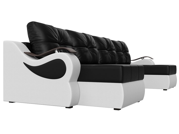 П-образный диван Меркурий П, Черный/белый (экокожа) в Вологде - изображение 2