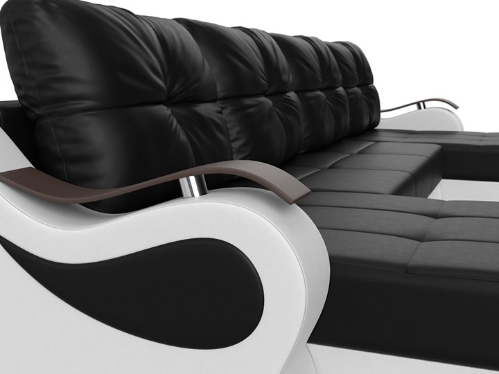 П-образный диван Меркурий П, Черный/белый (экокожа) в Вологде - изображение 3