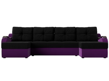 П-образный диван Меркурий П, Черный/фиолетовый (вельвет) в Вологде - предосмотр 1