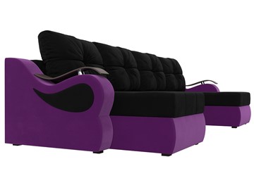 П-образный диван Меркурий П, Черный/фиолетовый (вельвет) в Вологде - предосмотр 2