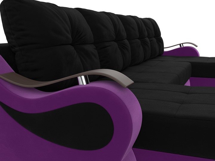 П-образный диван Меркурий П, Черный/фиолетовый (вельвет) в Вологде - изображение 3