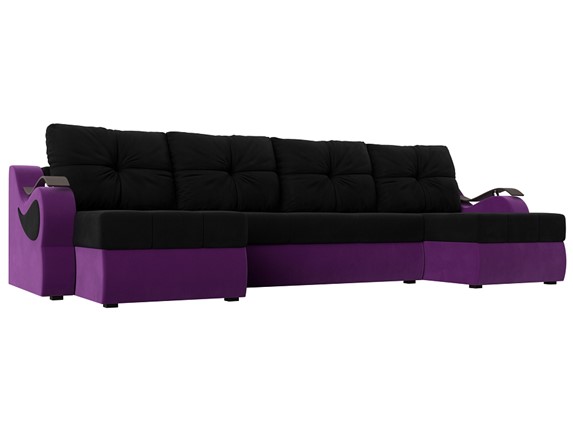 П-образный диван Меркурий П, Черный/фиолетовый (вельвет) в Вологде - изображение