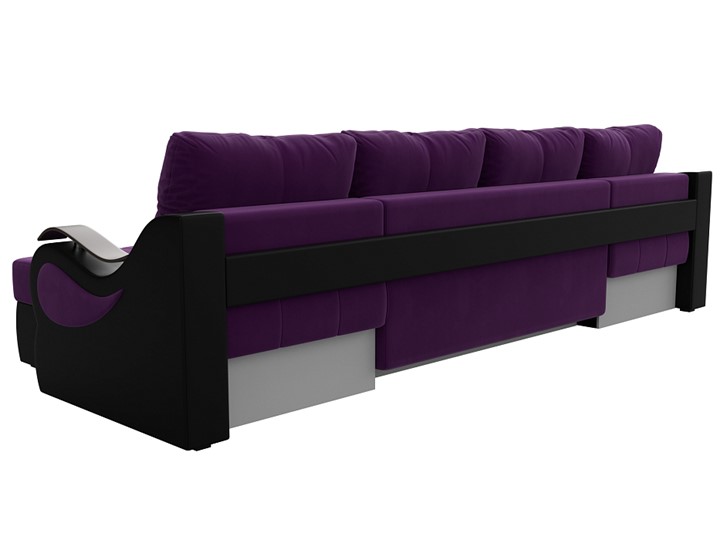 П-образный диван Меркурий П, Фиолетовый/черный (вельвет/экокожа) в Вологде - изображение 7