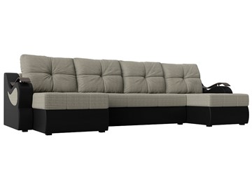 П-образный диван Меркурий П, Корфу 02 (рогожка)/черный (экокожа) в Вологде - предосмотр