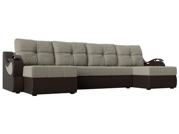 П-образный диван Меркурий П, Корфу 02 (рогожка)/коричневый (экокожа) в Вологде