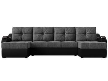 П-образный диван Меркурий П, Серый/черный (рогожка/экокожа) в Вологде - предосмотр 1