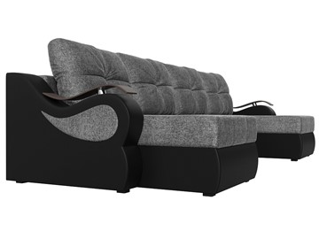 П-образный диван Меркурий П, Серый/черный (рогожка/экокожа) в Вологде - предосмотр 2