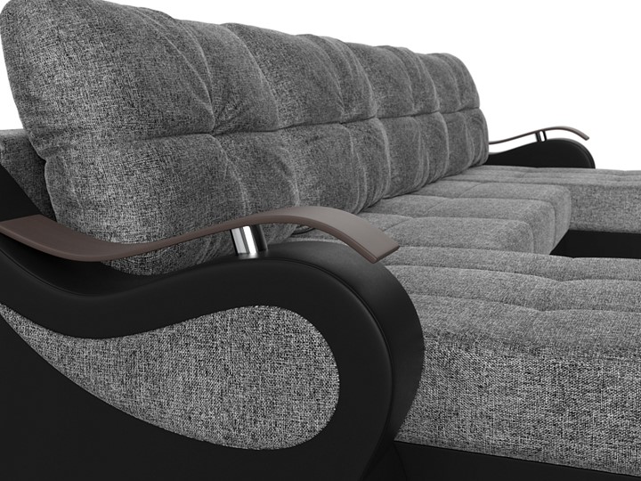 П-образный диван Меркурий П, Серый/черный (рогожка/экокожа) в Вологде - изображение 3