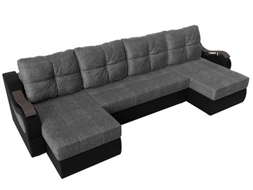 П-образный диван Меркурий П, Серый/черный (рогожка/экокожа) в Вологде - предосмотр 4
