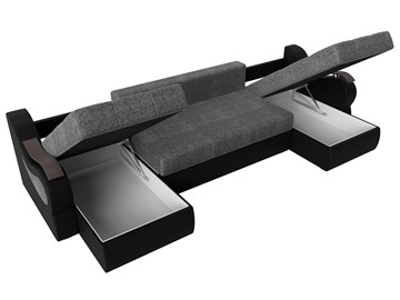 П-образный диван Меркурий П, Серый/черный (рогожка/экокожа) в Вологде - предосмотр 6