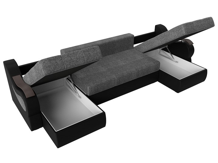 П-образный диван Меркурий П, Серый/черный (рогожка/экокожа) в Вологде - изображение 6