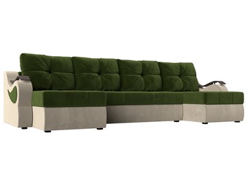 П-образный диван Меркурий П, Зеленый/бежевый (вельвет) в Вологде - предосмотр