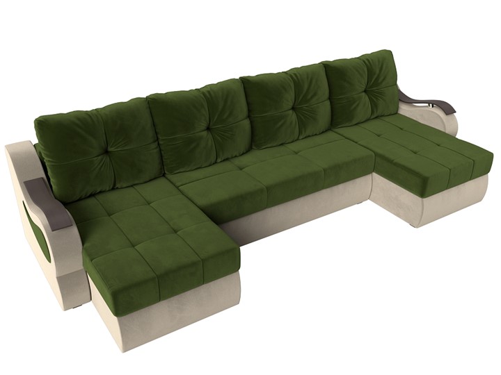 П-образный диван Меркурий П, Зеленый/бежевый (вельвет) в Вологде - изображение 4